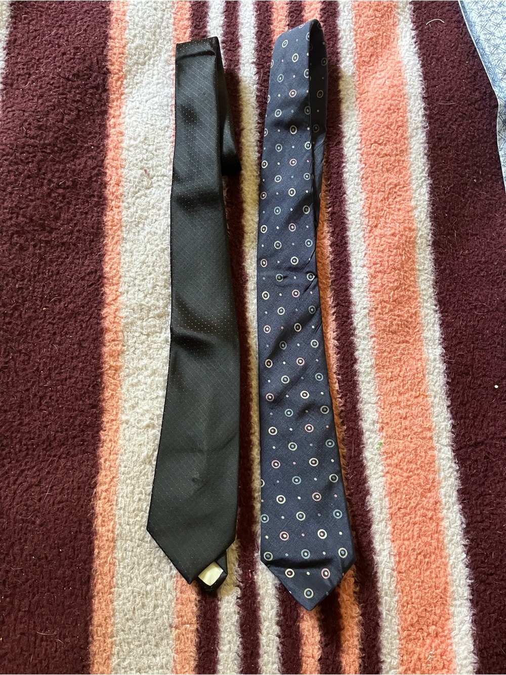 Yves Saint Laurent Navy Tie with Multicolor Target Dot Pattern
